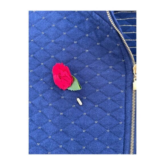 Allison Daley Navy Blue Zip Vest Quilted 100% Cotton Gold Details Volup - Picture 5 of 5